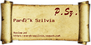 Parák Szilvia névjegykártya